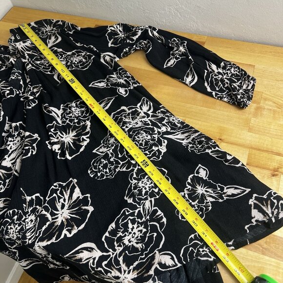 Free People Tunic Mini Dress Boho Black Long Sleeve V-Neck Swing Size Medium - Picture 12 of 12